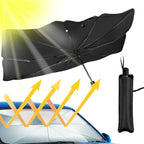 Supplier diagram of the ShadeFlip reflective canopy behind the windscreen