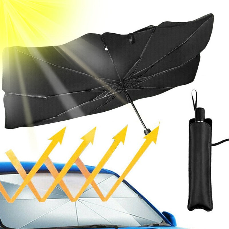 Supplier diagram of the ShadeFlip reflective canopy behind the windscreen
