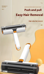 FurFlick push-and-pull pet hair remover showing the handle and roller head