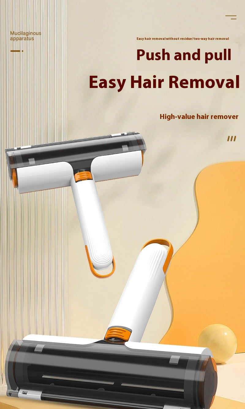 FurFlick push-and-pull pet hair remover showing the handle and roller head