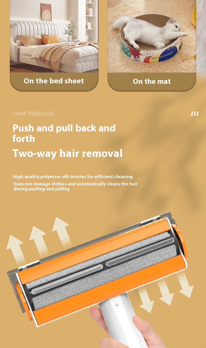 FurFlick used on a bed sheet and a pet mat with back-and-forth strokes